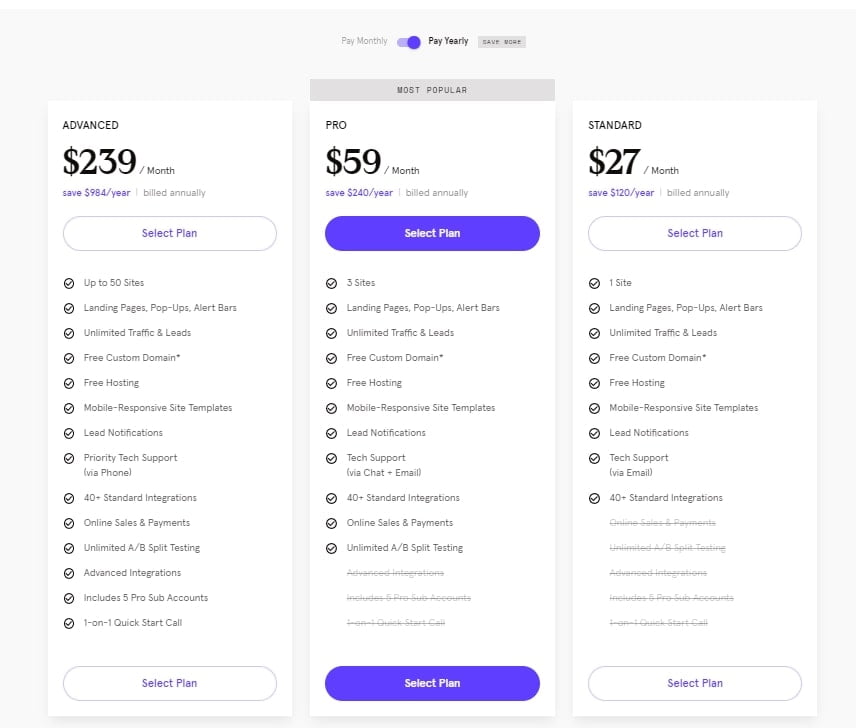 Leadpages pricing